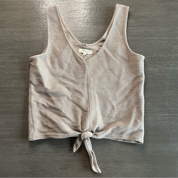 Madewell Tan Taupe Knot Front Tie Ribbed Tank Top XXS - Picture 1 of 7